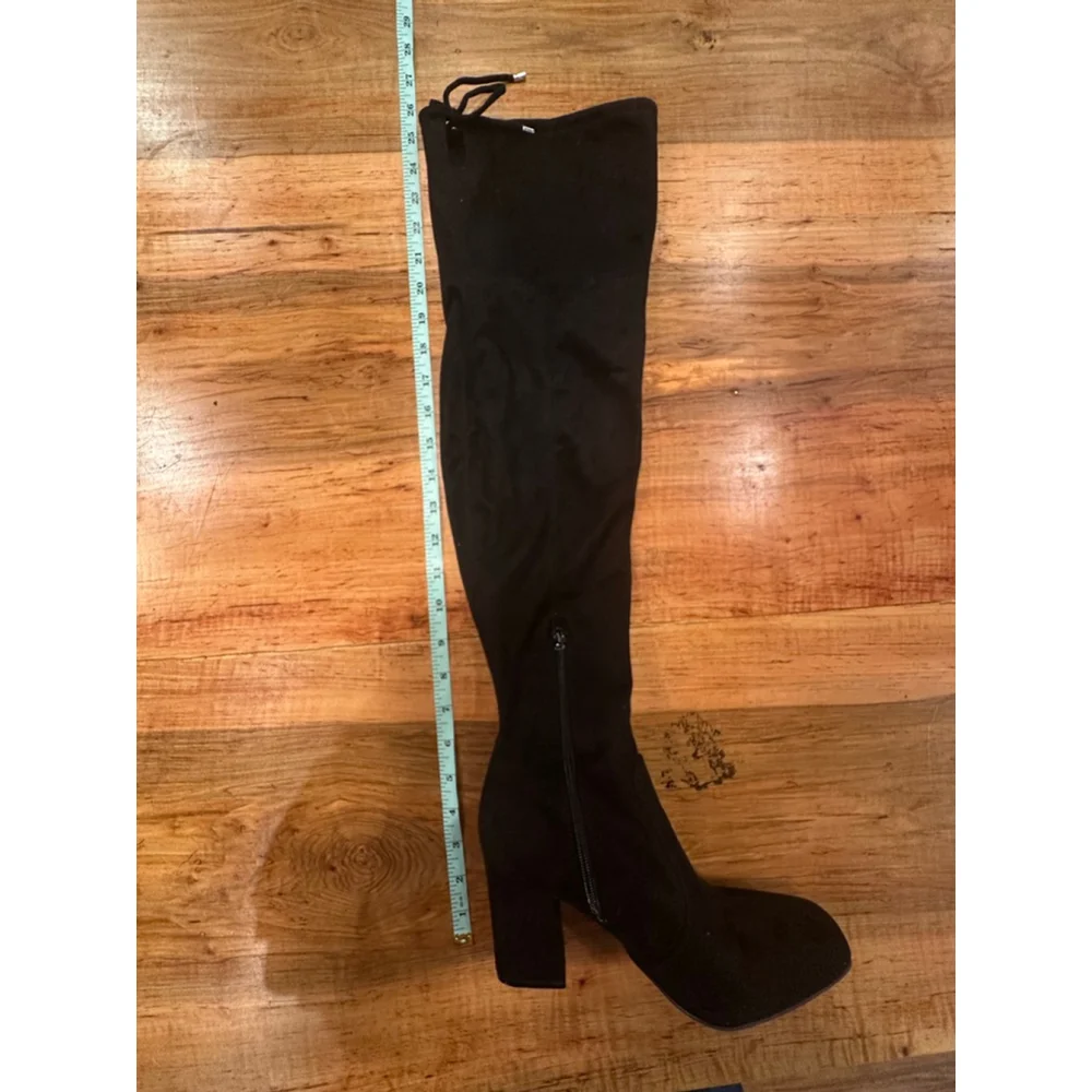 Unisa Black Suede Over the Knee High Boots Square Toe 7.5 M